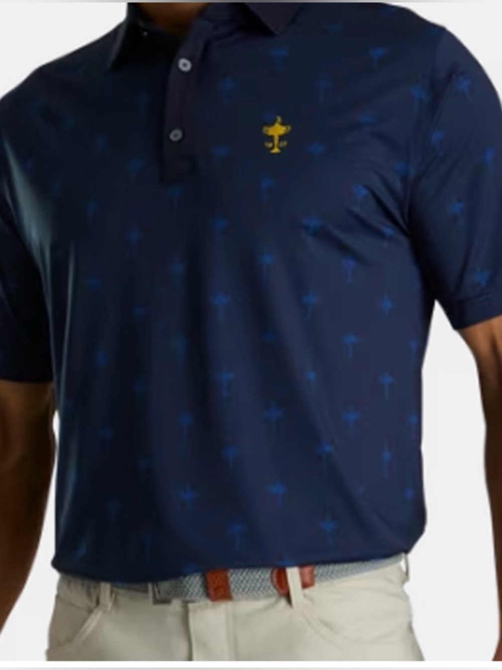 FootJoy Golf Shirt $98 Polo Ryder Cup 1927 Trophy Logo Medium Navy Blue Rare AOP